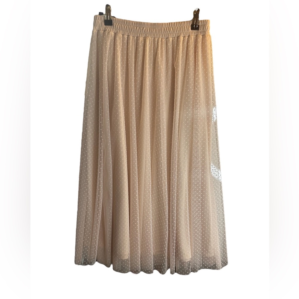 H&M Midi Chiffon Light Pink/Taupe Skirt